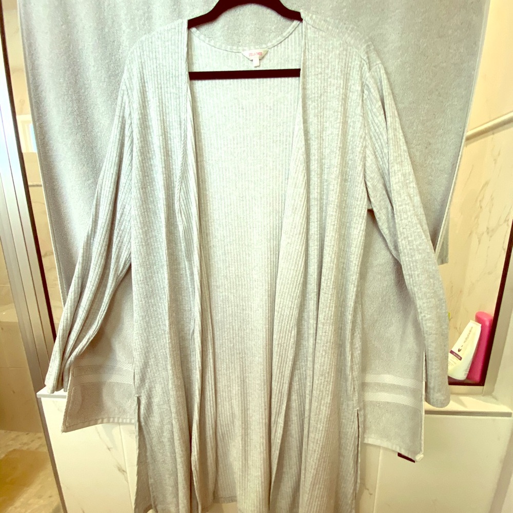 Long, split side lightweight cardigan